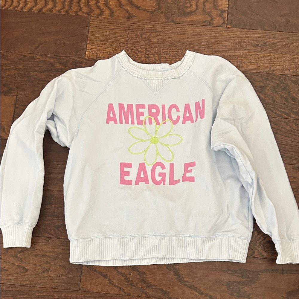 American Eagle Outfitters White and Pink Sweater